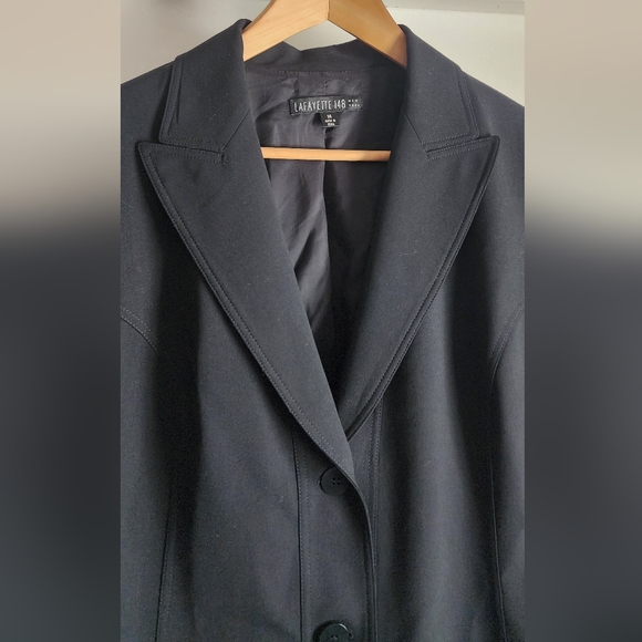Lafayette 148 New York Black Wool Single Breasted Jacket Size 14 - Picture 4 of 7